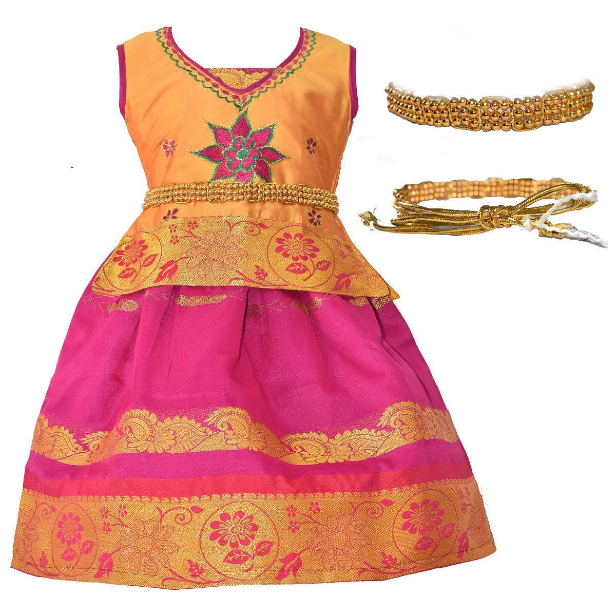 Pattu Pavadai Lehenga Choli-MalarGreen- Make her Beautiful main image 0