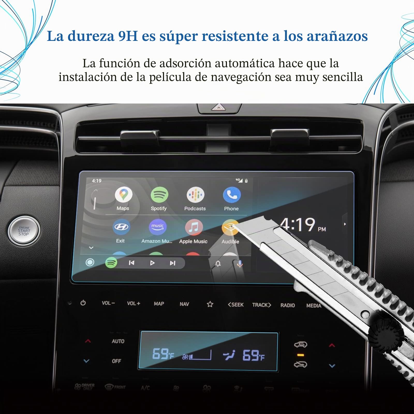 SKTU H*yundai Tucson NX4 2021+ Protector de pantalla para navegación y Salpicadero y Aire Acondicionado, vidrio templado resistente a los arañazos