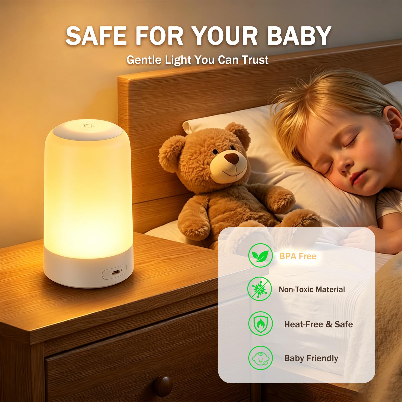 Lampada da comodino con funzione touch, luce notturna per bambini e adulti, luce uovo con timer, dimmerabile, piccola, senza fili, lampada da tavolo per comodino, camera da letto, cameretta dei