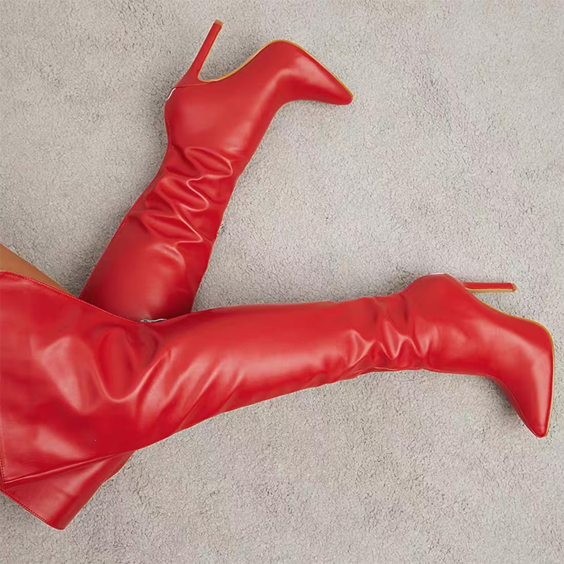Stivali sopra Il Ginocchio da Donna Stivali Invernali Eleganti Stivali sopra Il Ginocchio Stivali Lunghi Invernali in Ecopelle con Cerniera Stivali Lunghi Scarpe Tacchi Alti Stivali Lunghi