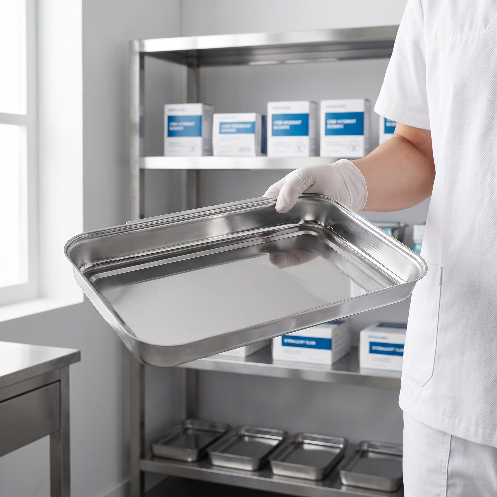 INOOMP Lot de 3 plateaux à paner en acier inoxydable, bacs de préparation