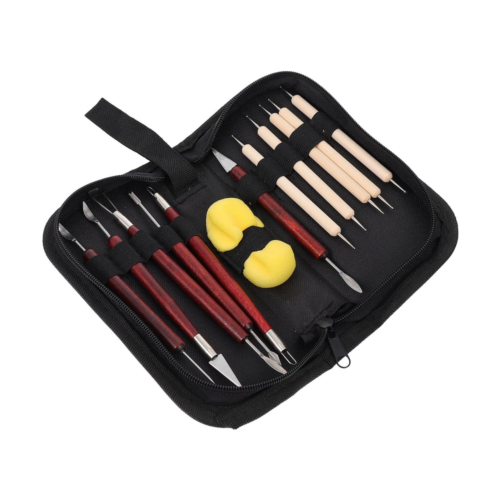 OSALADI Crafting Essential DIY Clay Tool Kit 12-Piece Set Including Carving Tools Drill Pen Sponge for Polymer Clay Sculpture Pottery