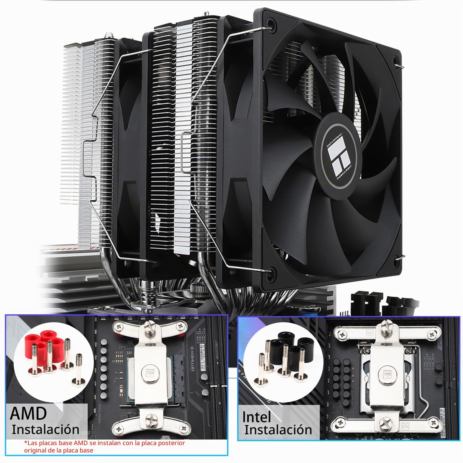 TR-Thermalright Phantom Spirit 120 SE Enfriador de CPU, Doble torre con 7 tubos de calor, Ventiladores Dual TL-C12B V2 PWM, para AM5/AM4, Intel lga1851/1700/115x/1200, 154mm de alto Enfriamiento de PC