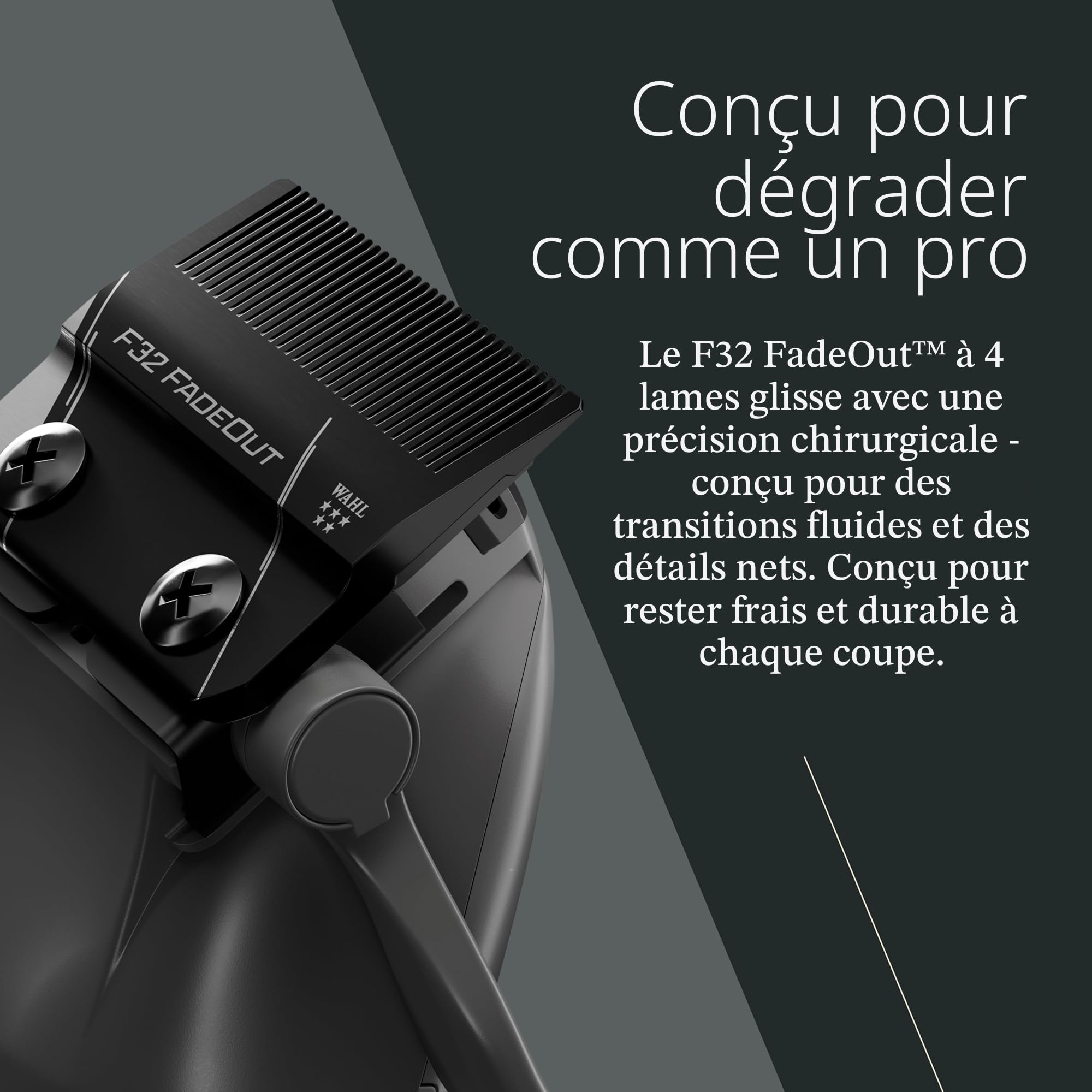 Wahl Vapor, Tondeuse Professionnelle Sans Fil, Lame F32 Fadeout, Noir