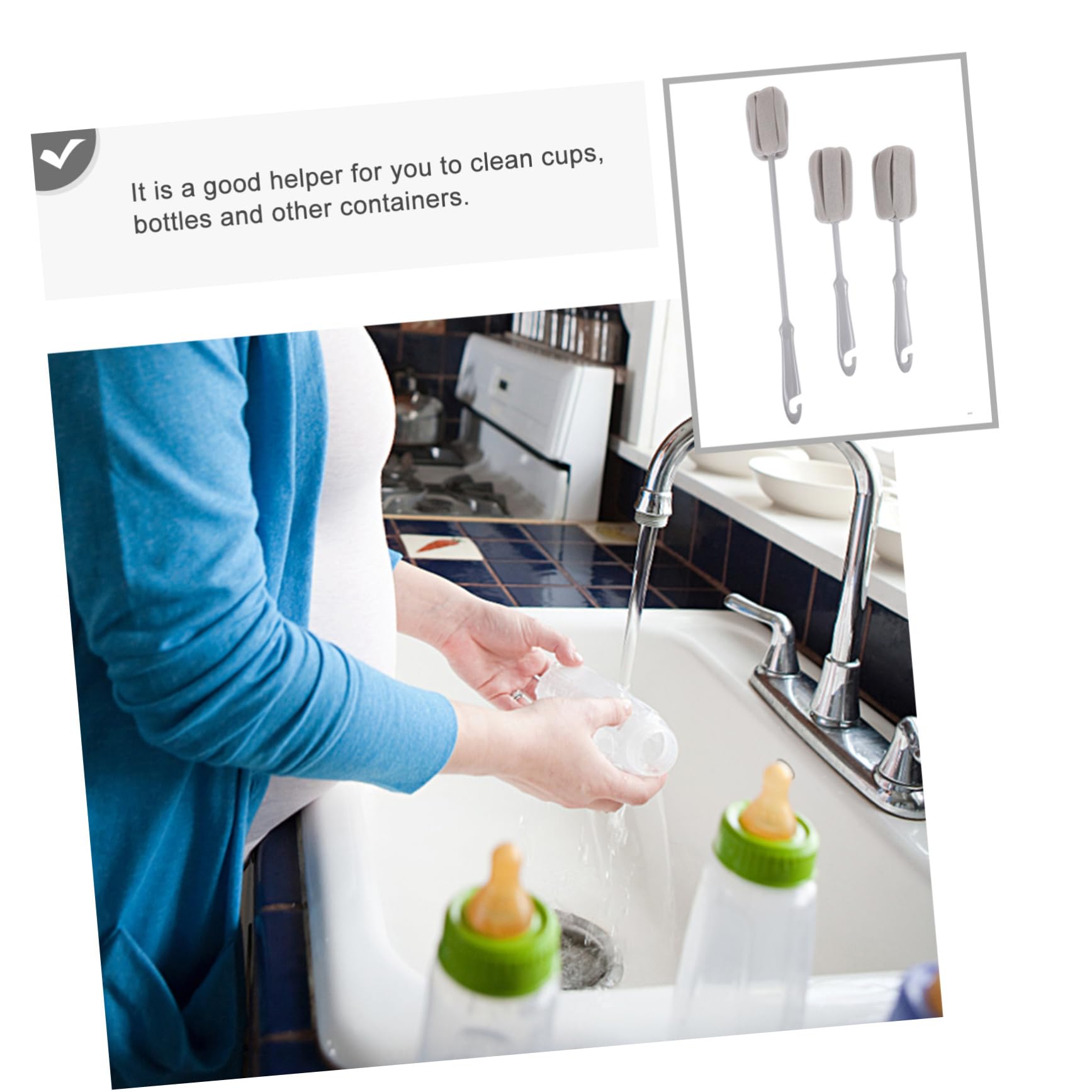 VALICLUD 3 Series Limpieza De Esponja para Biberones Vidrio para Limpiar Tetinas Y Utensilios De Cocina 3 Piezas*3
