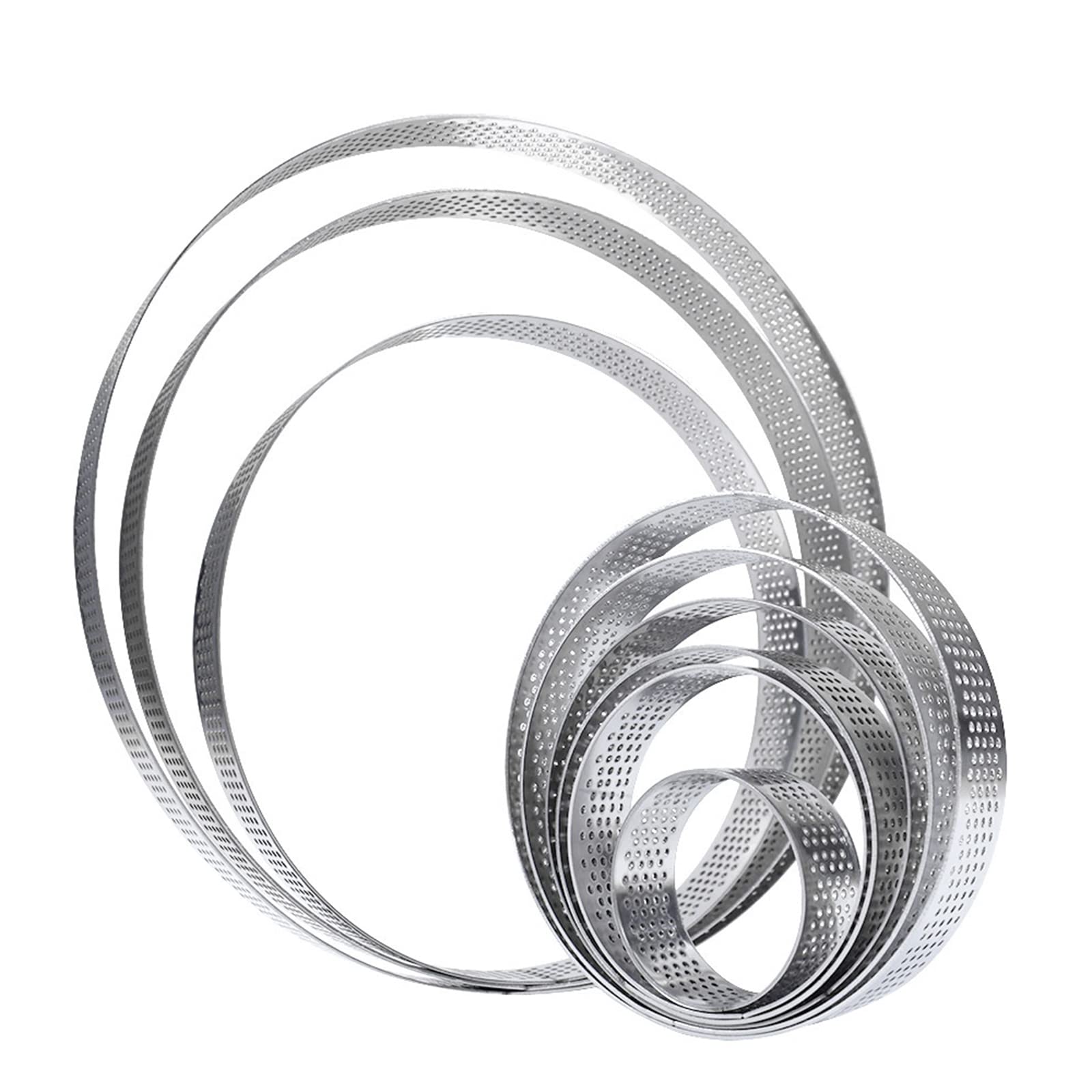 Weixin Stampi Rotondi In Acciaio Inox Per Crostate E Mousse - Set Da 2/5/10 Pezzi, Diametri 6-10 Cm, Perforati - 2