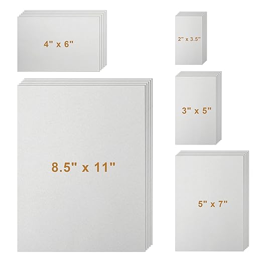 500 Sheets Grey Cardstock 5 Assorted Size Printer Paper, 200gsm/75lb Heavyweight Gray Paper Card Stock for DIY Card Making, Anniversary Cards, Wedding Invitations, School Crafting