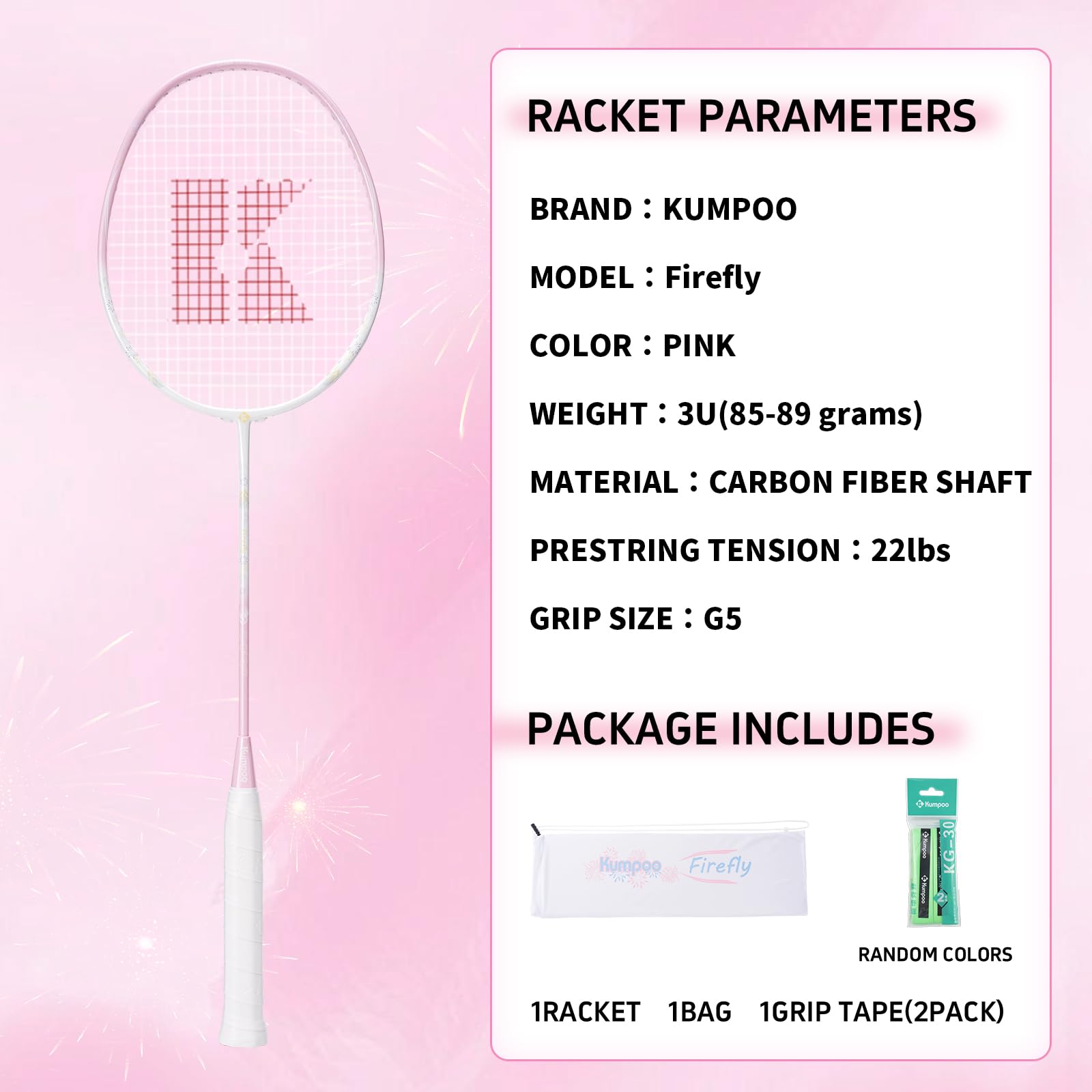 Badmintonschläger-Set mit Griffband & Abdeckung, Kohlefaser-Badmintonschläger Professioneller Schläger für Outdoor-Spiele, Training, Pro Badmintonschläger Leicht für Anfänger, Fortgeschrittene