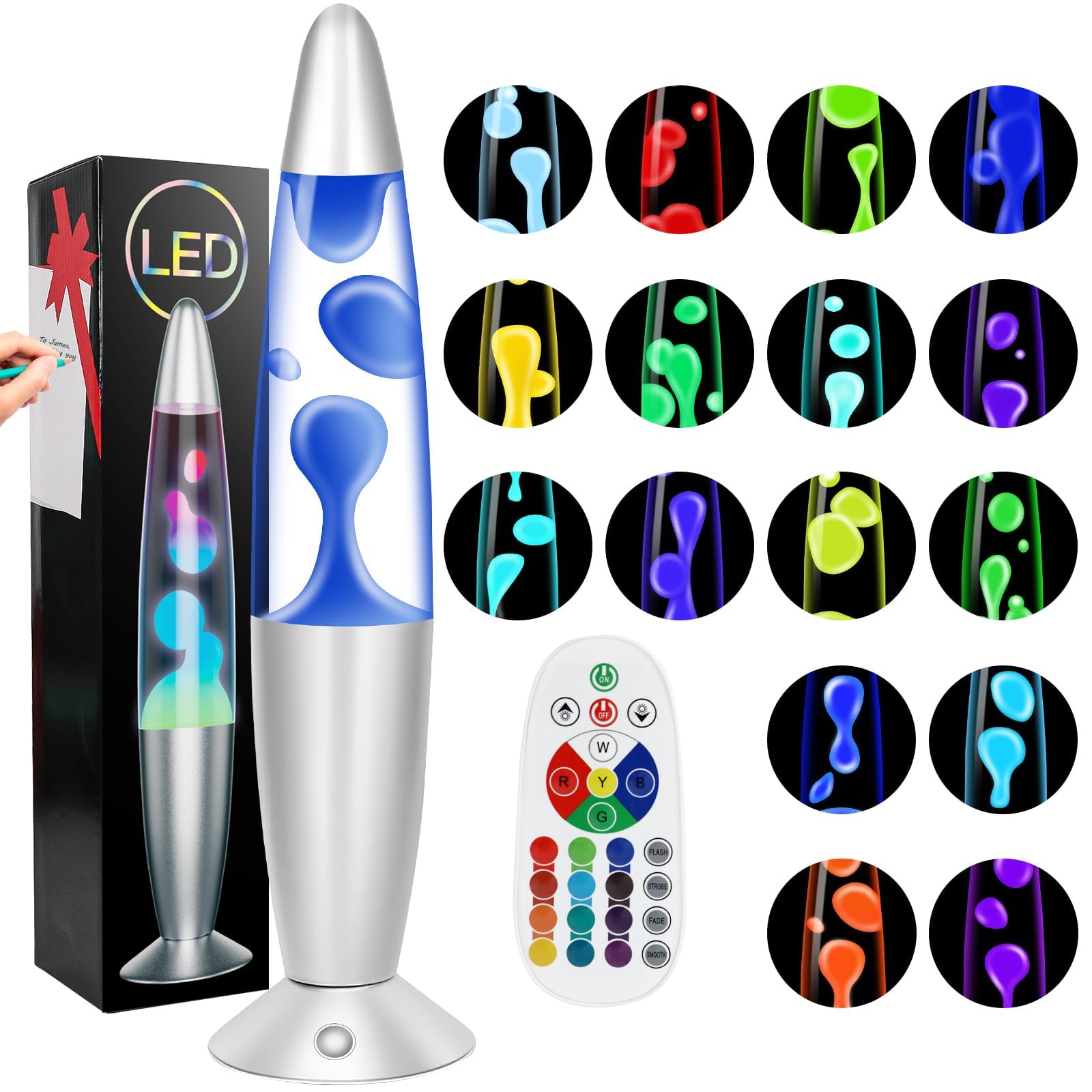 Besight Liquid Motion Lamp 13.5'' with 17 Colour Changing and Remote Control for Kids Adults Sensory Relaxing Mood Night Light for Bedroom Office Decoration Gift for Valentine's Day Birthday