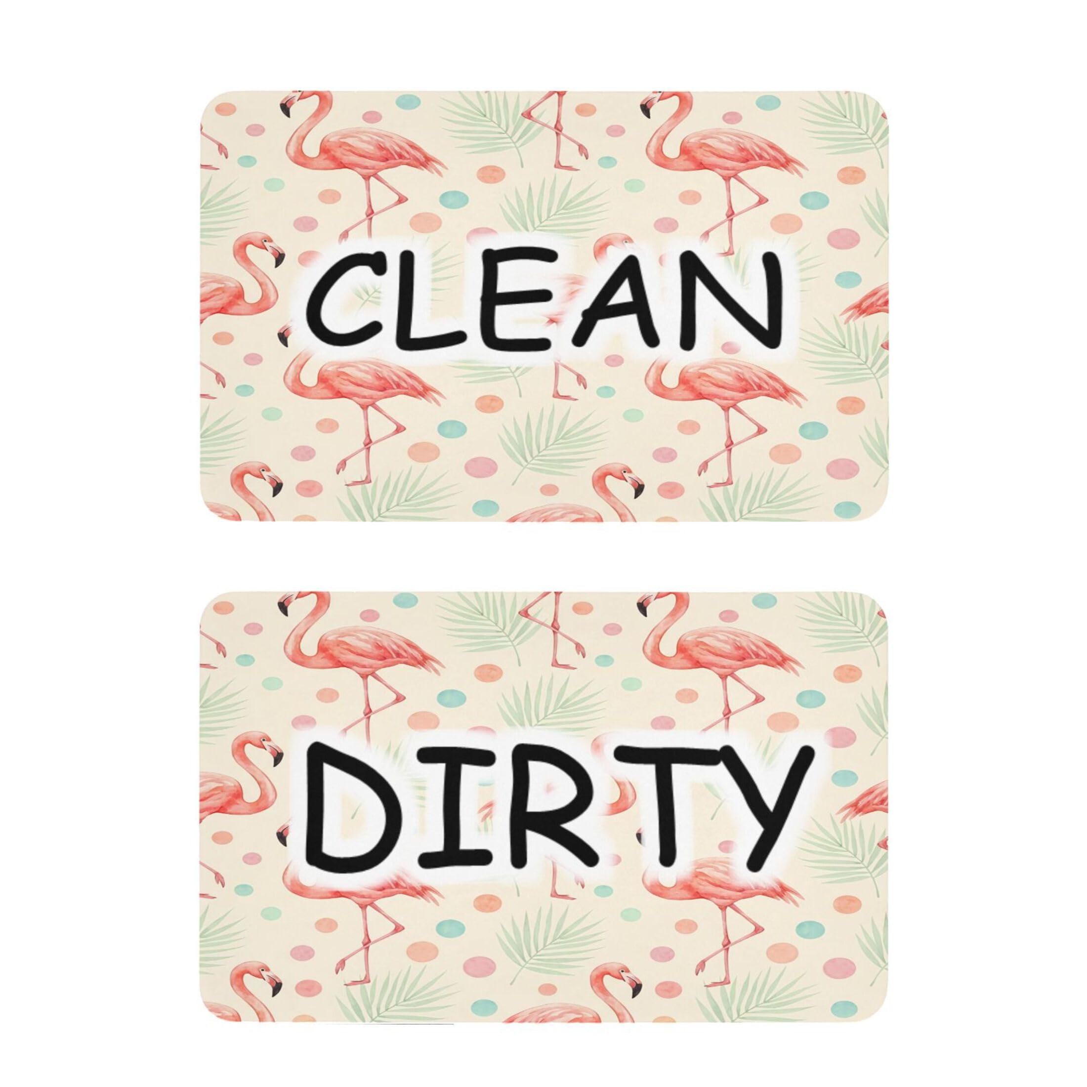 Kutsu Dishwasher Magnet Clean Dirty Sign Indicator, Flamingo Fridge Magnet, Easy to Read, 2 Pack