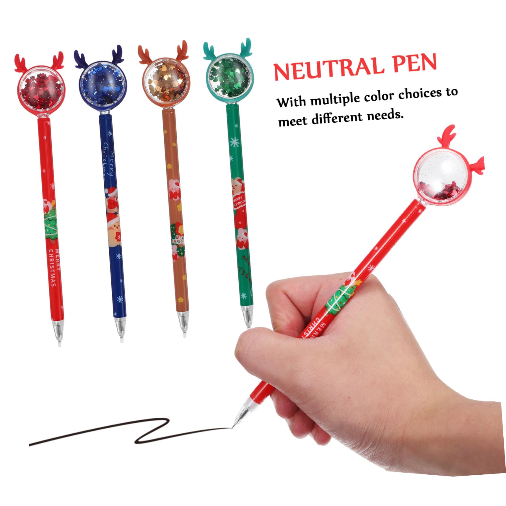 ERINGOGO 36 Pièces Stylos Gel Thème Noël avec Toppers Renne Adorables Stylos Écriture Lisse pour Bureau École Créatif