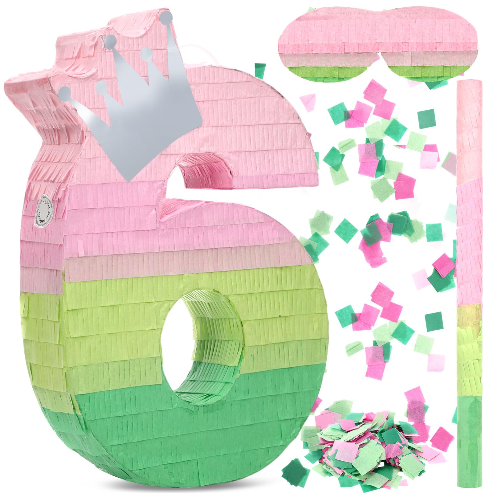 Photo 1 of Arrowbash Number 6 Piñata - Pink & Green