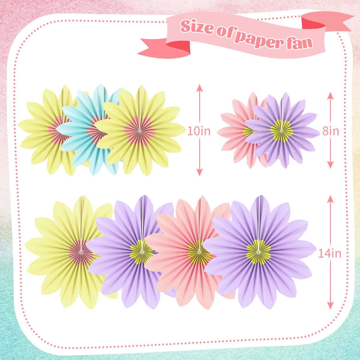 zilue Paper Fans Party Decorations Pastel Party Decorations Pack of 9 image 2