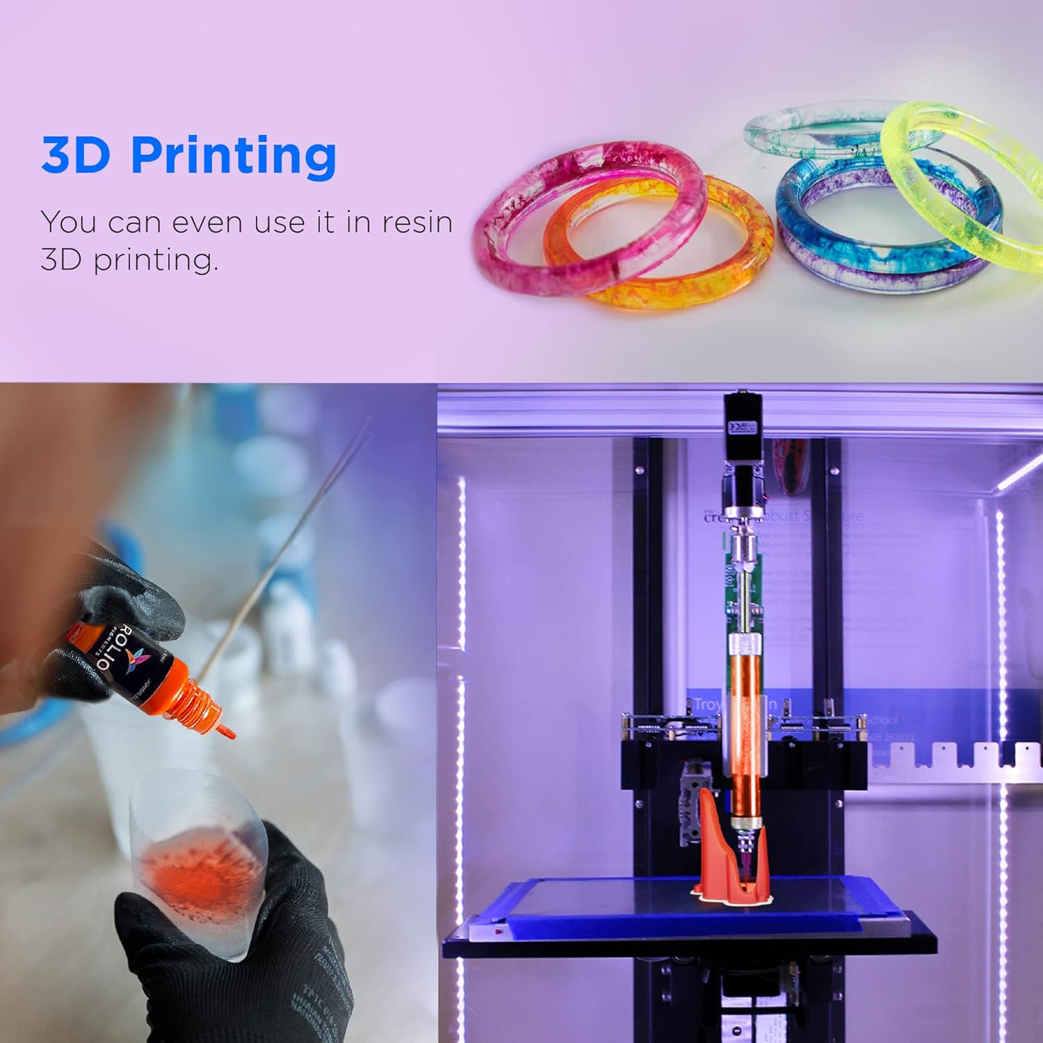 Rolio Pigments Resin Liquid Pigment Transparent Colors - 24 Vibrant Colors for Epoxy Resin, 3D Printer, Jewelry Making, Paint, Art Works, DIY Crafts - 0.33 oz/10 ml Each - Image 5