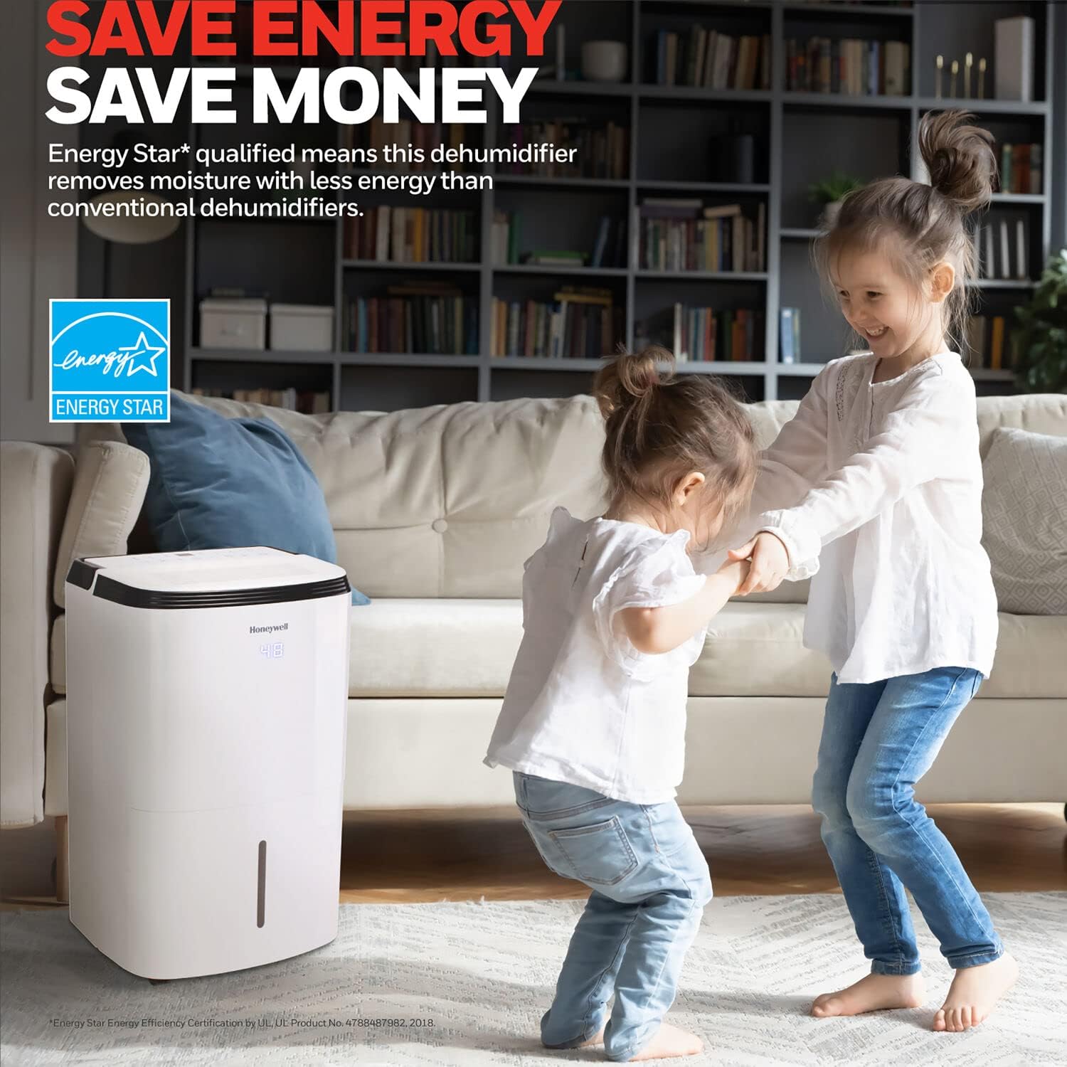 Honeywell 50 Pint Energy Star Smart Dehumidifier for Large Rooms & Basements with WiFi and Alexa Voice Control