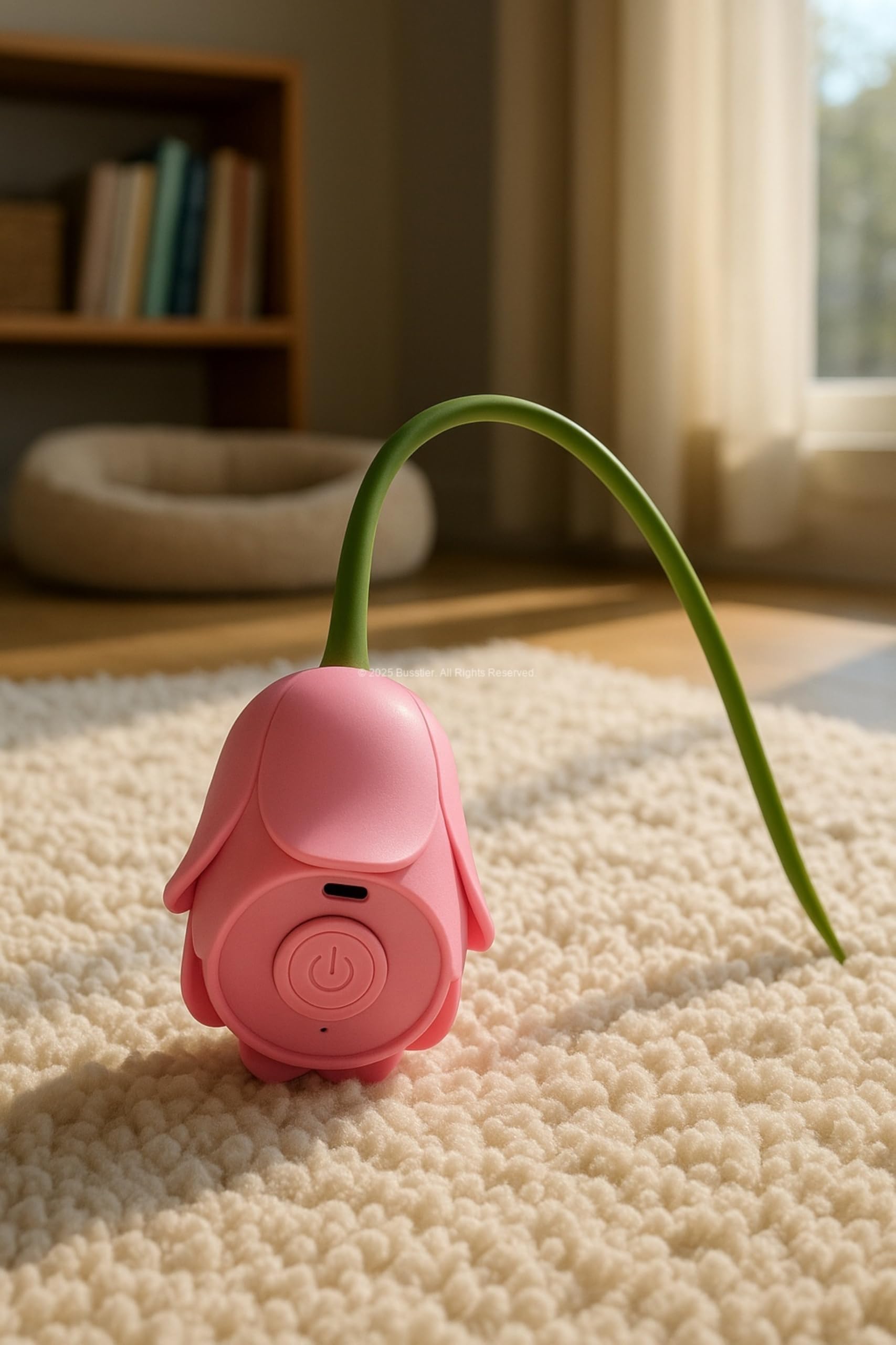 Busstier Akıllı İnteraktif Kedi Oyuncağı, Lale Şeklinde USB Şarjlı Otomatik Hareket Eden Silikon Saplı Eğlenceli Oyun Cihazı, Kediler İçin Evde Egzersiz ve Eğitim Amaçlı