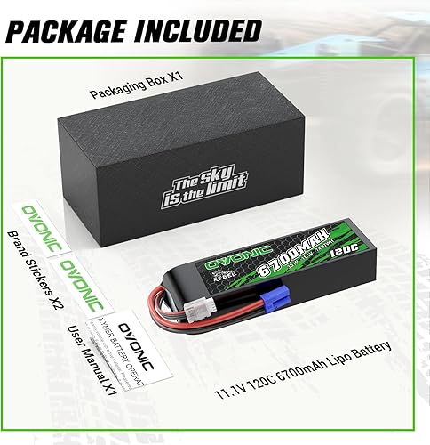 Miniatura 6 de OVONIC 11.1V 120C 6700mAh 3S Lipo Batería con EC5 Plug para RC Coche Barco Camión Helicóptero Avión Racing Modelos