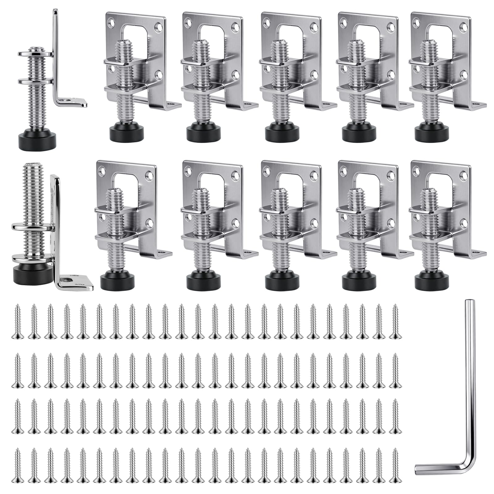 Akamino 12 PCS M10 Adjustable Furniture Feet 55/102 mm, Heavy Duty Furniture Levelling Feet with 72 Small Screws and 1 Allen Key, Height Adjustable Feet for Tables, Shelves, Cabinets, Workbenches