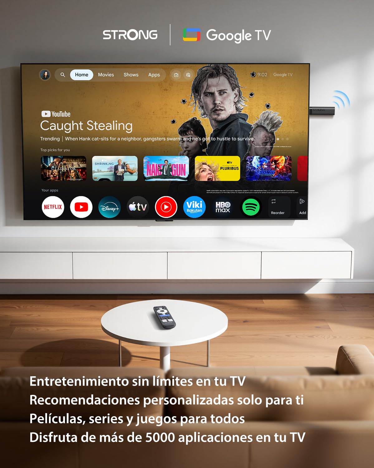 STRONG Leap-Nova-X – Chromecast con Google TV Stick 4K UHD, 2 GB RAM + 32 GB Memoria, Dolby Vision, HDR10+, Dolby Atmos, Wi-Fi 6, Asistente de Voz, Streaming de Netflix y más de 5000 Apps - 3