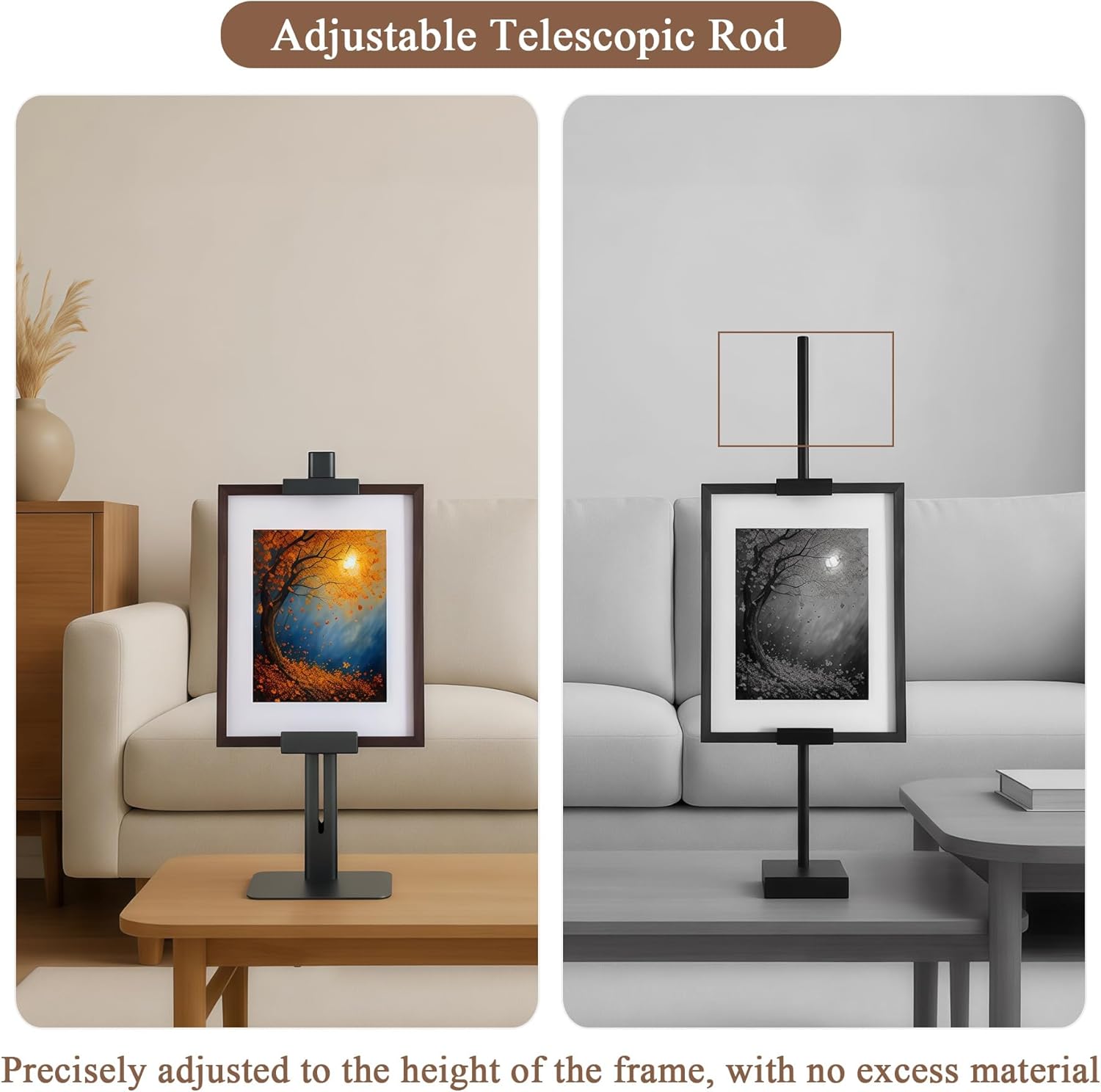 Adjustable Tabletop Easel Stand, Adjustable Metal Picture Frame Holder Stand for Display Up to 24" H, Desktop Art Display Stand for Painting, Photos, Canvas, Signs, Books