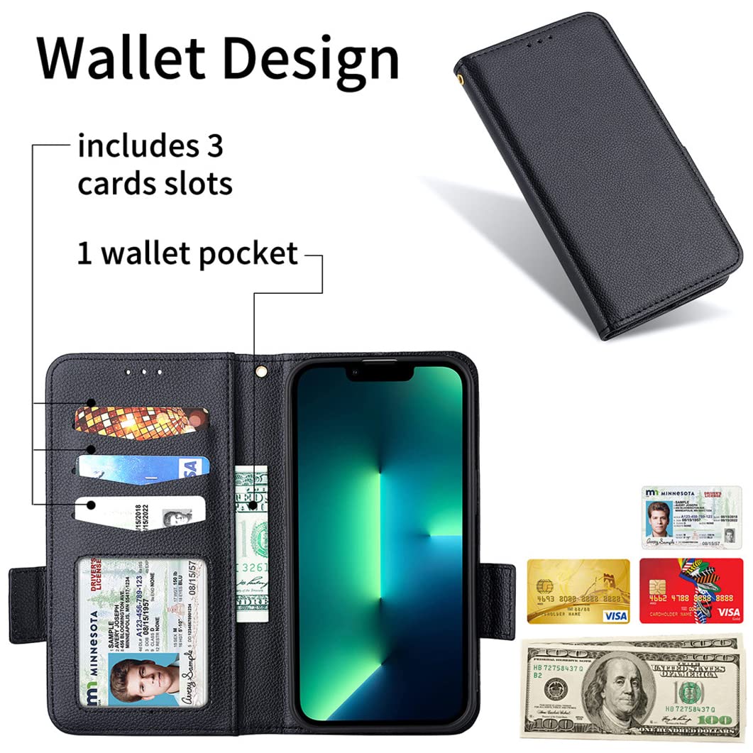 Custodia Portafoglio In Pelle PU Per Xiaomi Mi 13 Ultra – Con Slot Carte E Funzione Stand – Nero