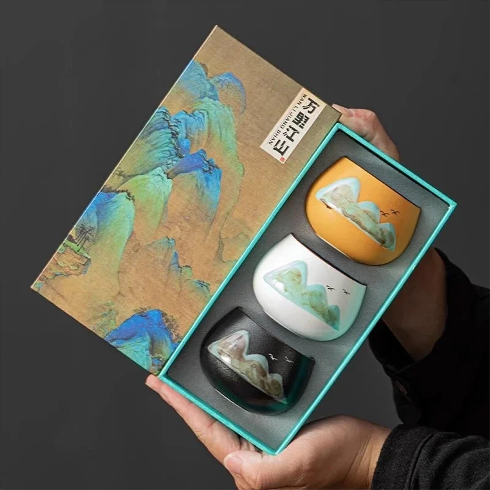 Tee-Ei, Geschenkbox, 1 Set, Espressotassen, japanische Keramik-Teetasse, Porzellan-Teeschale, Keramik-Kaffeetasse, Teetasse, Kaffeetassen (A)
