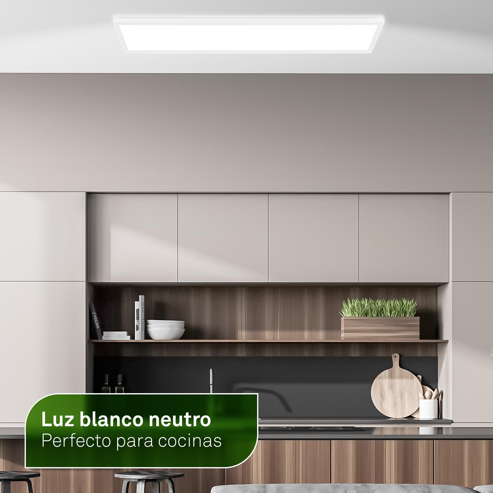 BRILONER - Lámpara techo LED 98 cm, CEE A fuente de luz, 22,5 W 4800 lm, diseño extraplano, luz indirecta, panel luminoso moderno, iluminación salón, cocina, dormitorio, pasillo, 98x20x3 cm, blanco