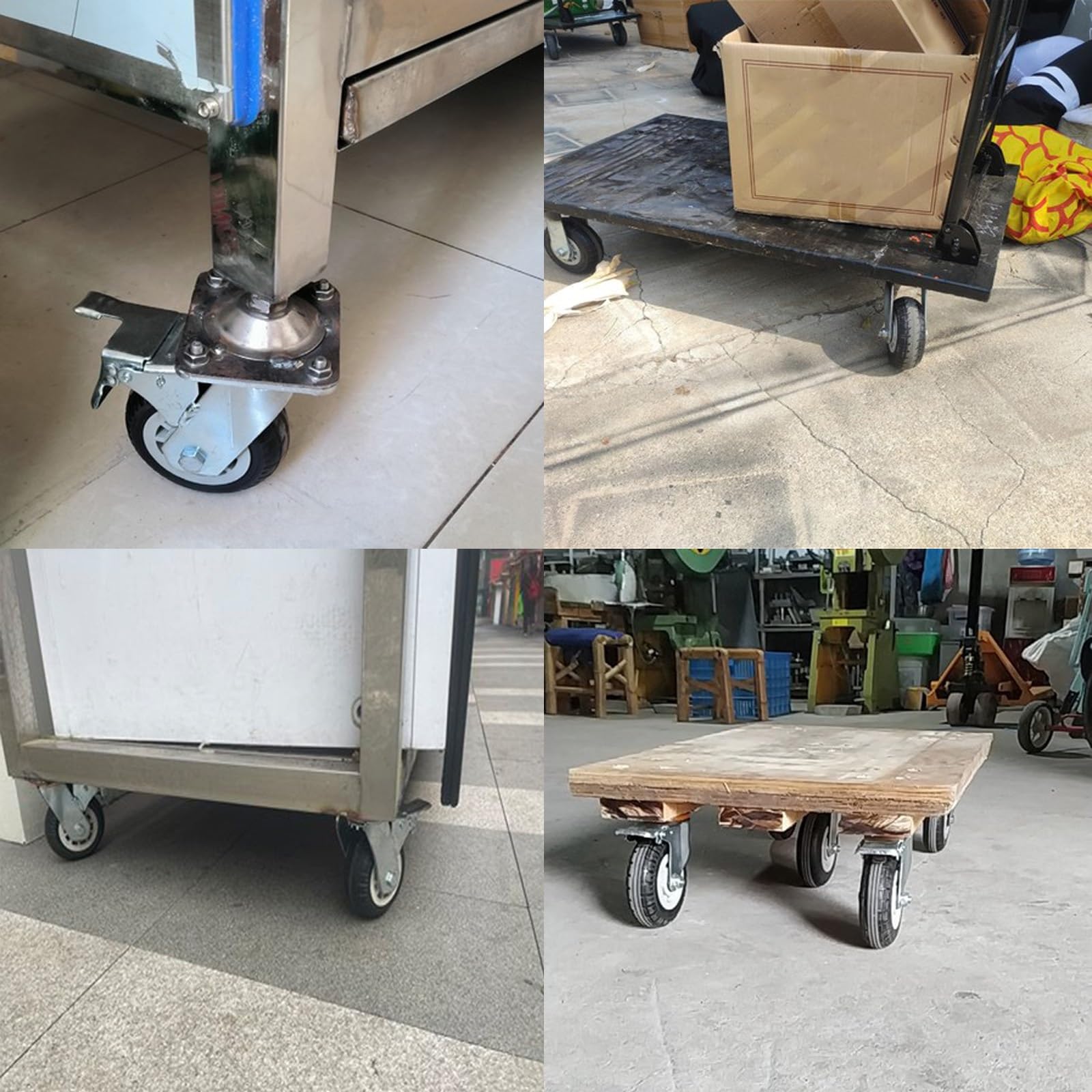 Rotelle Pivotanti per Carrello, Pivottanti per Mobili In Gomma Piccola, Ruote Girevoli Fino A 100 Kg, 2 Ruote Girevoli con Freno Di Bloccaggio E 2 Ruote Direzionali, Rotelle del Carrello ( Color : 4 c