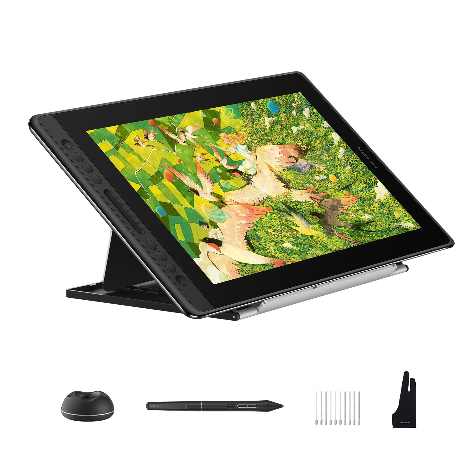 HUION Kamvas Pro 16 V2 Tavoletta Grafica con Schermo, PenTech 4.0, vetro AG completamente laminato da 15,6 pollici, 16384 Pressione Penna, copertura sRGB al 99%, compatibile con Windows e Mac.