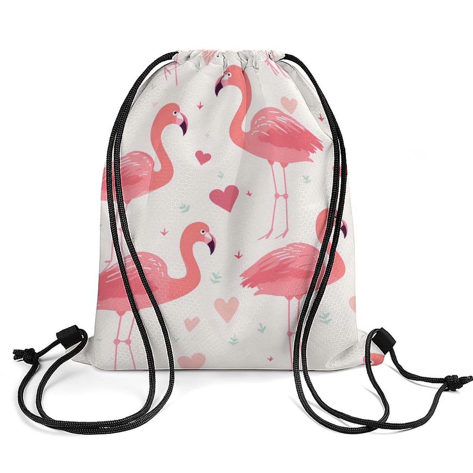 Flamingo Drawstring Backpack Durable Sport Gym Bags Daypack for Men Women 35 * 42cm