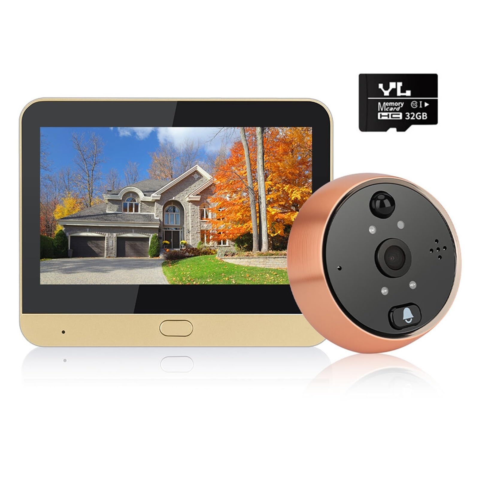 Sonnette Judas vidéo, Batterie 8000mAh, visionneuse de Porte numérique(Doorbell 32G)