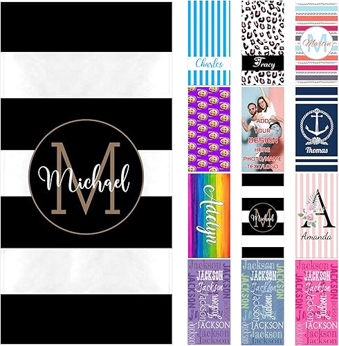 Toallas de playa personalizadas para adultos y niños con nombres, toallas de playa personalizadas para hombres y mujeres, toalla de baño