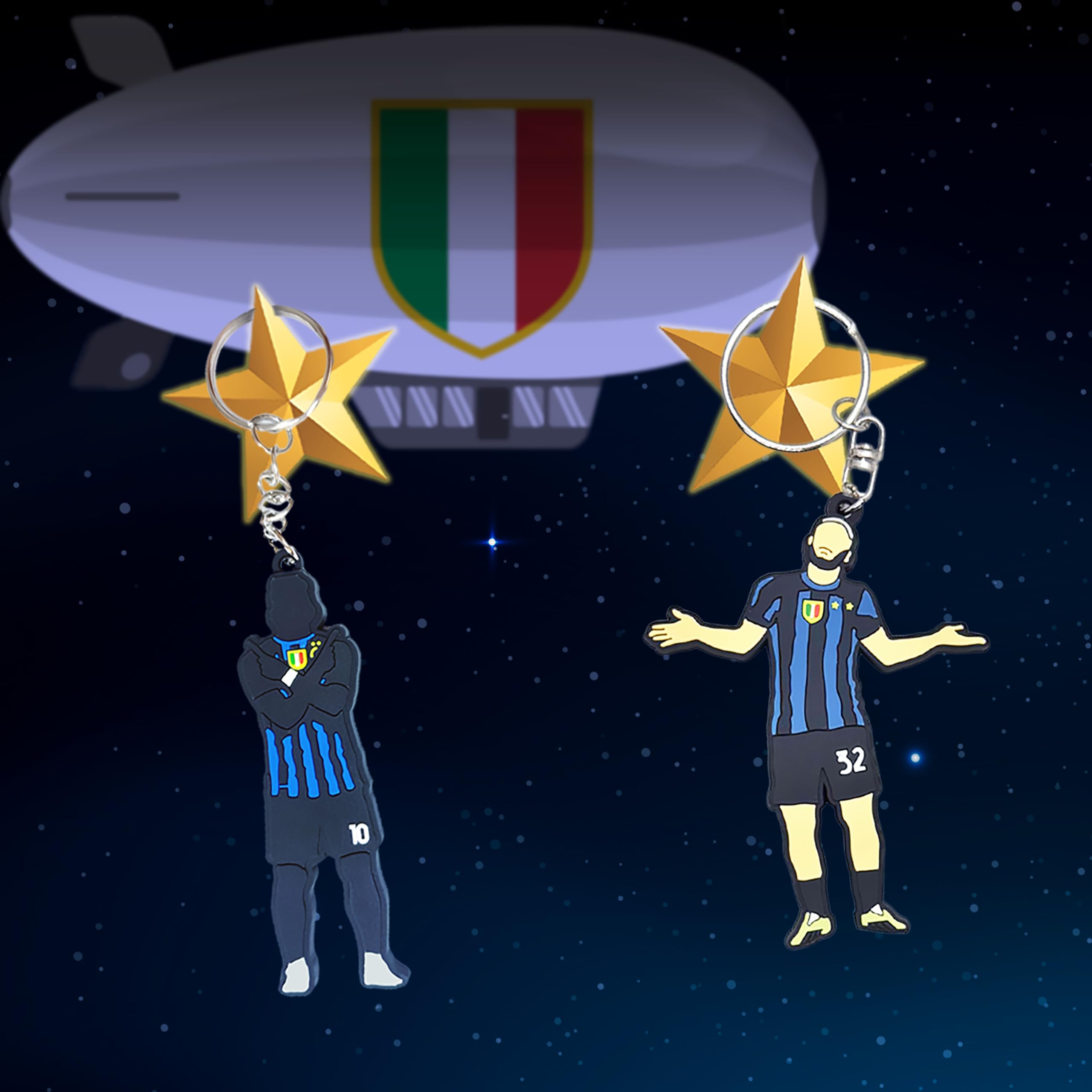Portachiavi CELEBRATIVO con Scudetto e stelle super rifinito 8cm maglia neroazzurra idea regalo per tifosi LIMITED EDITION