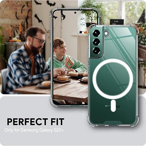 Miniatura 5 de KIOMY Funda para Samsung Galaxy S22+ 5G a prueba de golpes con bolsas de aire, esquinas de diseño híbrido, parte trasera de policarbonato duro con