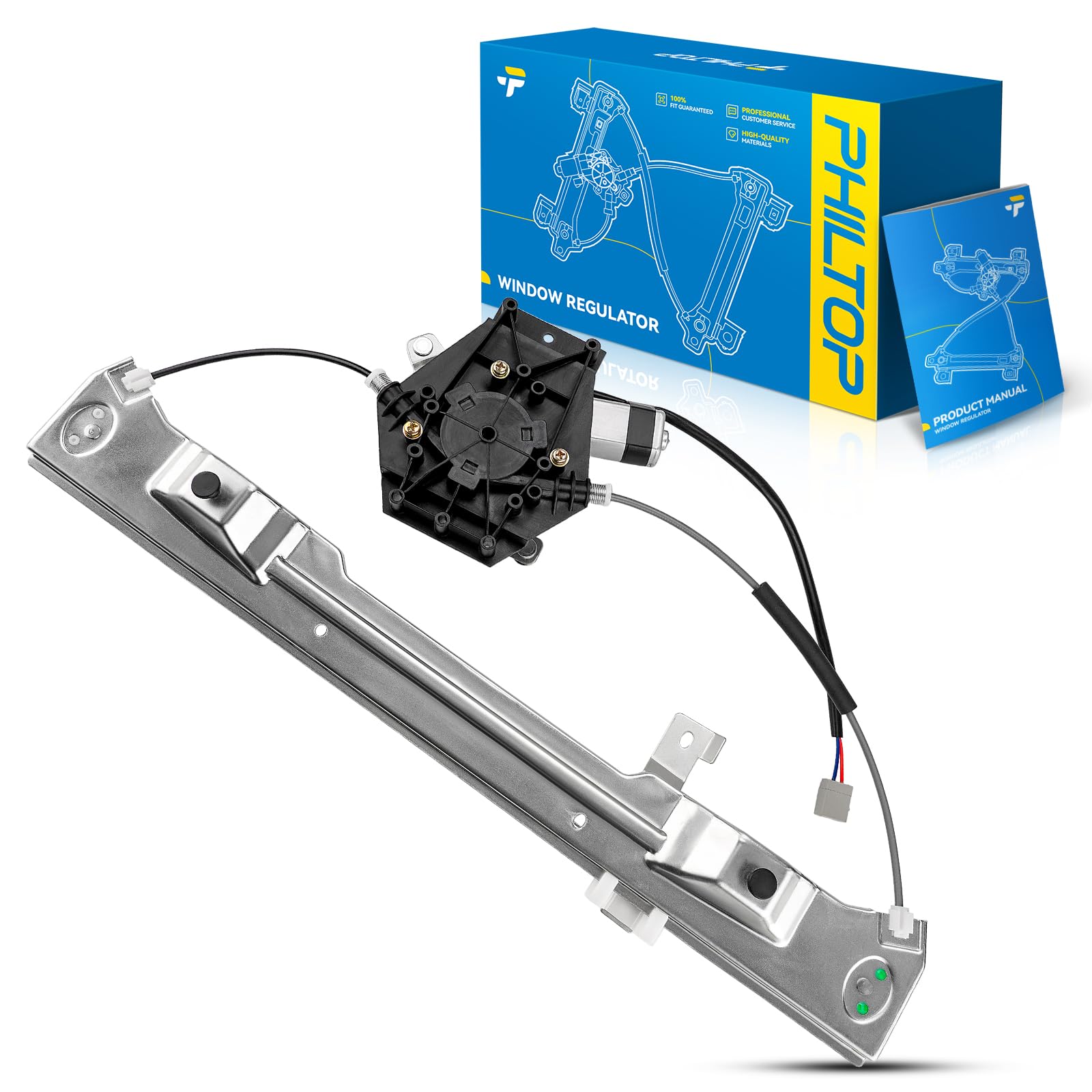 PHILTOP Rear Right Passenger Side 748-507 Power Window Regulator w/Motor