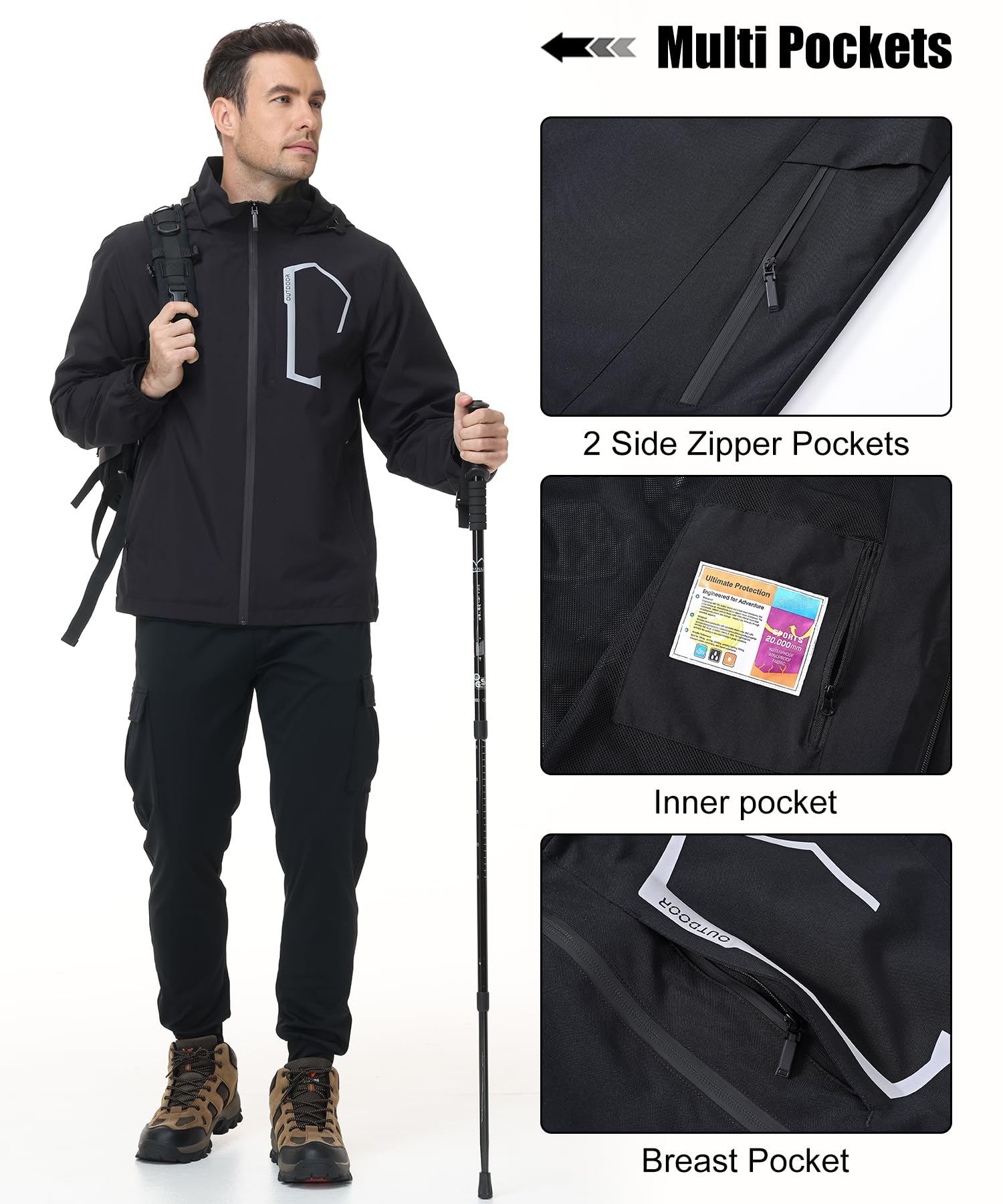 Huayuzh Chaquetas impermeables para hombre, chaqueta ligera para exteriores, cortavientos, de secado rápido, para ciclismo, camping, senderismo