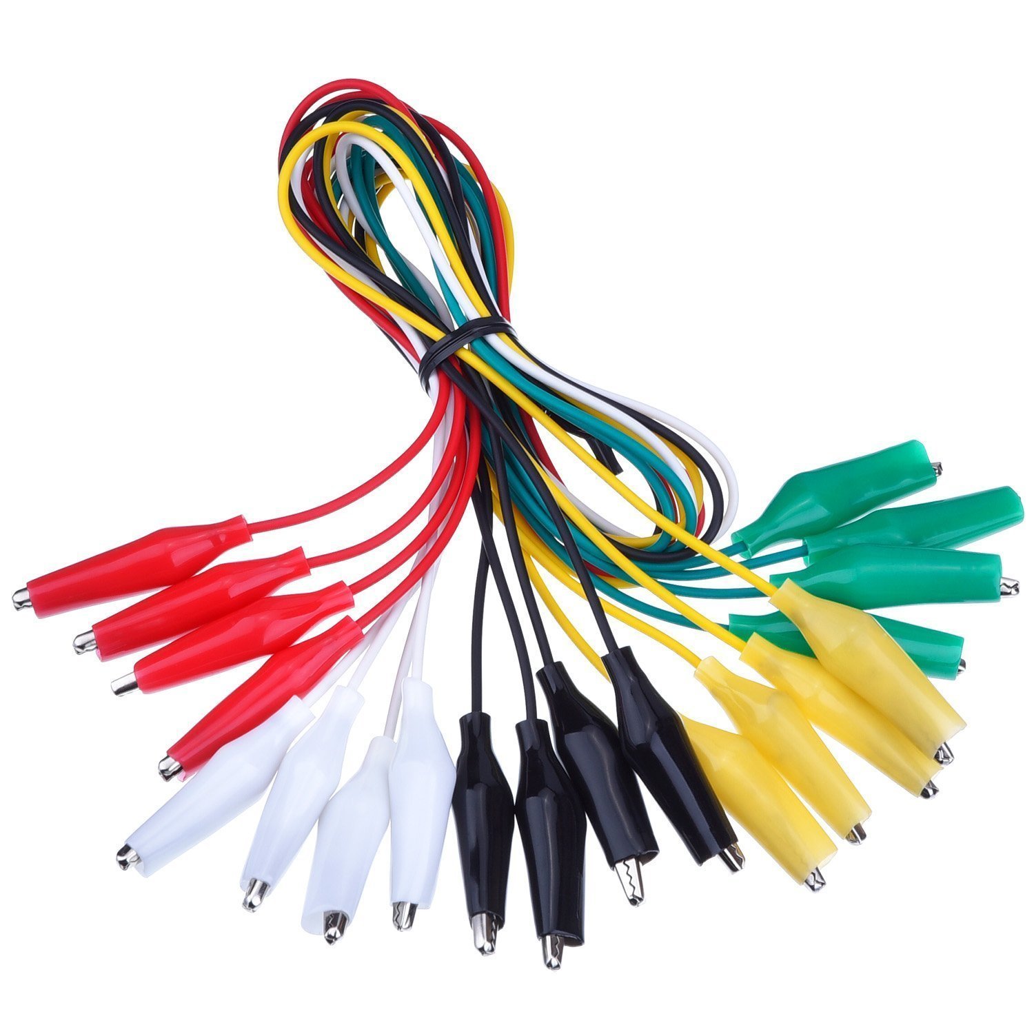 DollaTek 30Pcs Puntali con Clip a Coccodrillo Set di pinze per Test Isolate Pinzette a Doppia Punta, 19,7 Pollici
