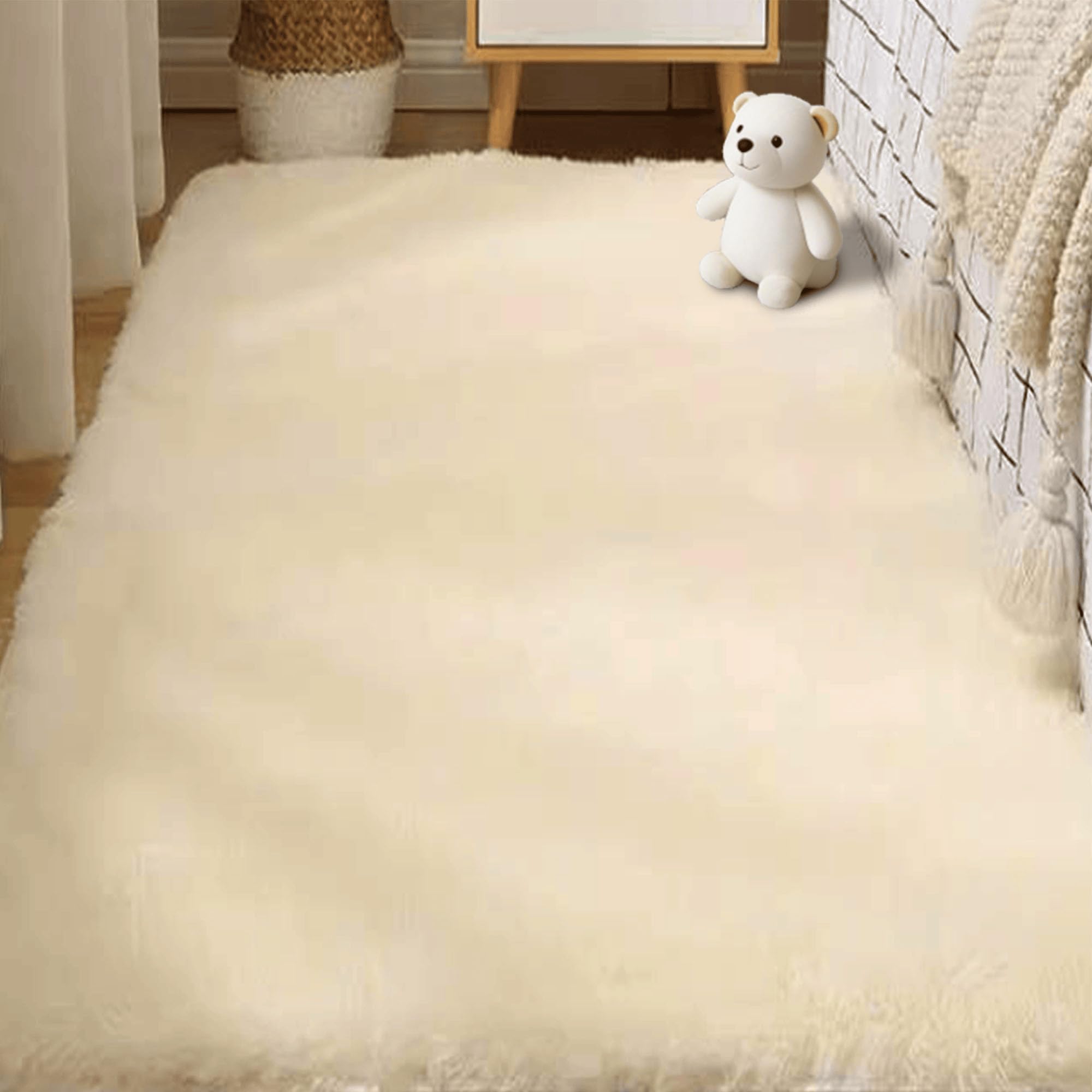 Tapis lavable 290x290 cm pour éliminer les taches tenaces du salon crème