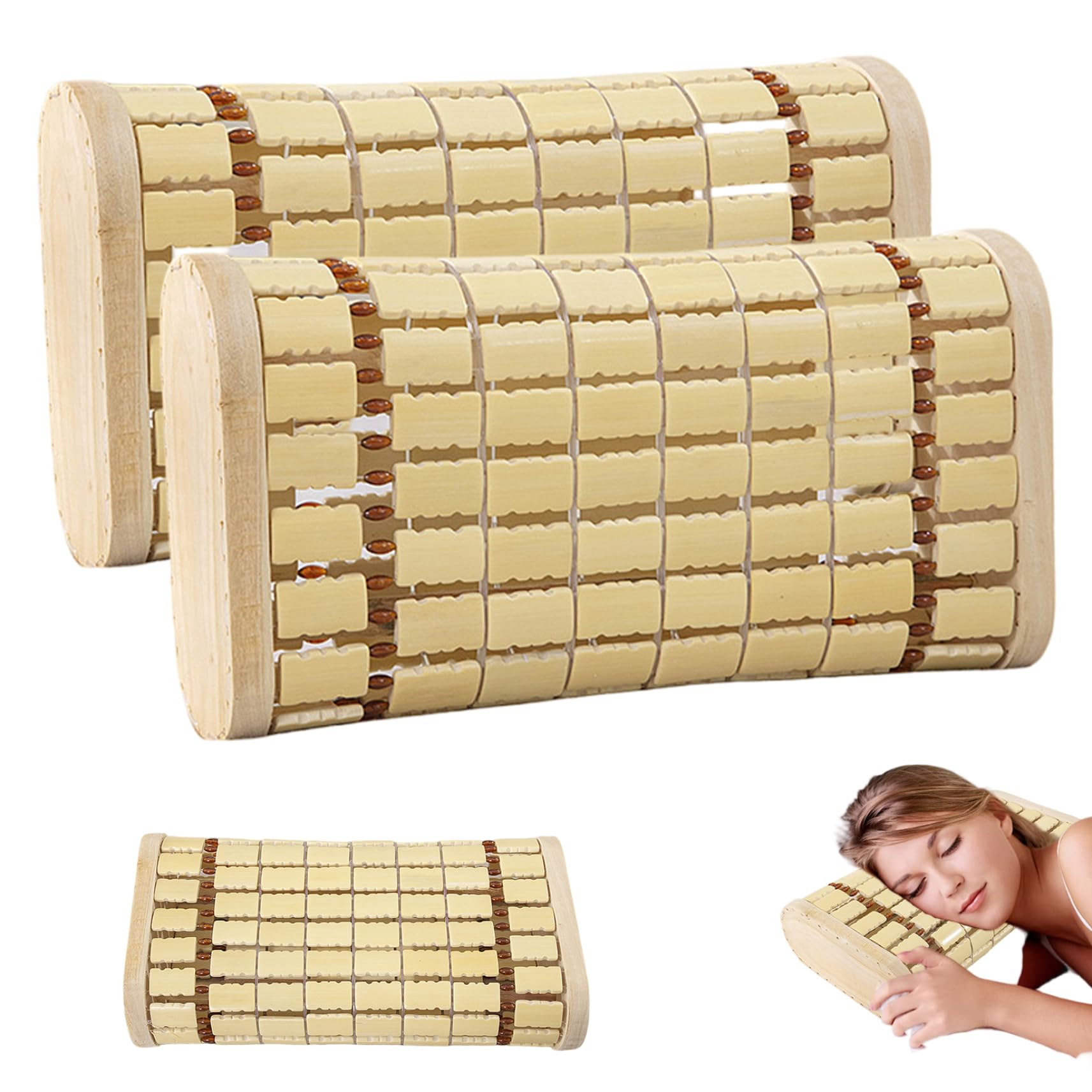 Oreiller de Sauna en Bambou Respirant 13.4x6.3 2 pièces Coussin de tête Portable et rafraîchissant pour hammam Spa Maison Bureau