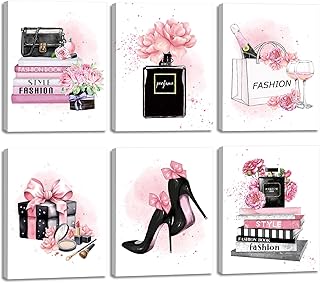 CHDITB 6pcs Makeup Canvas Wall Art, Fashion Woman Poster Picture, Girls ...
