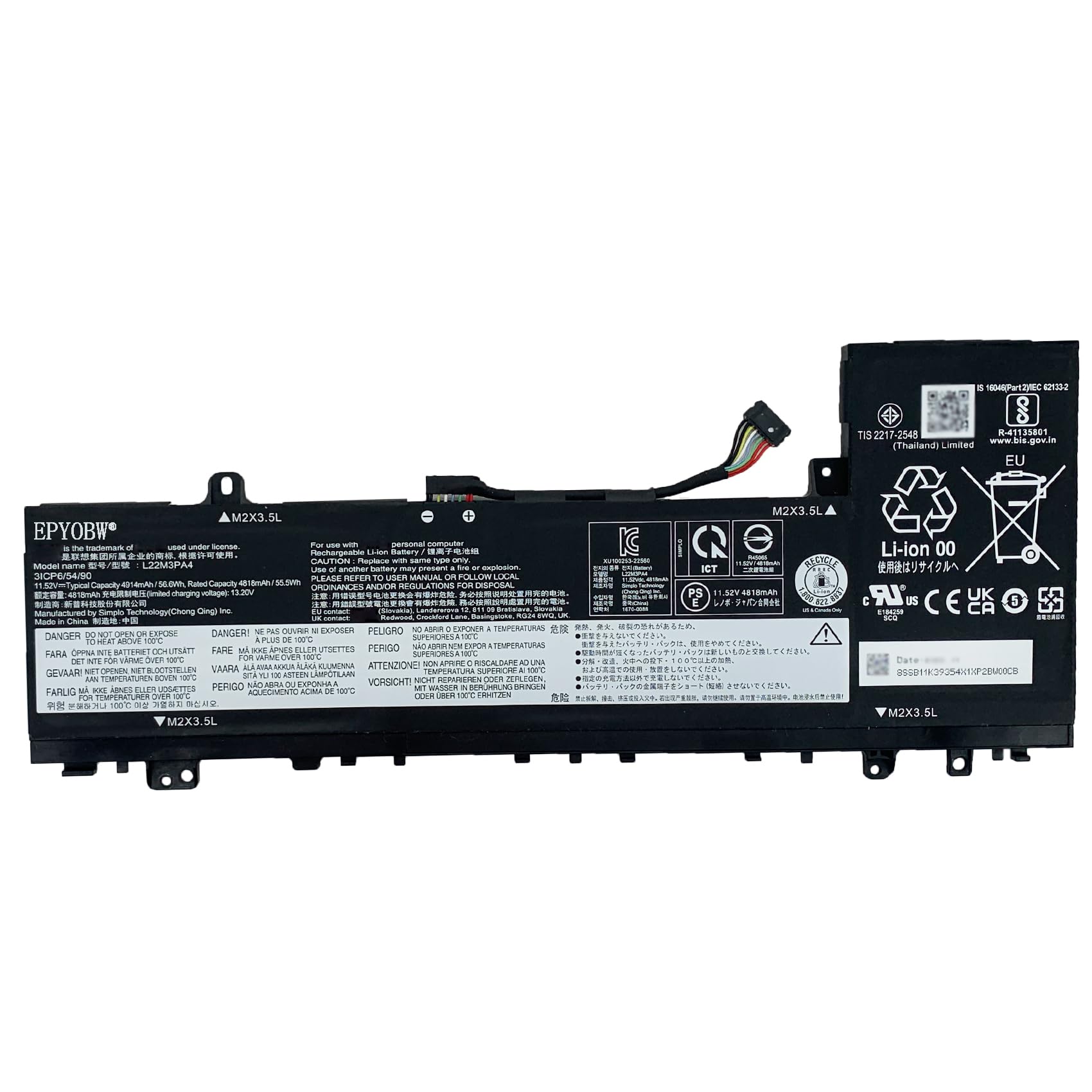 Amazon.com: EPYOBW L22M3PA4 Laptop Battery 56.6Wh Compatible with