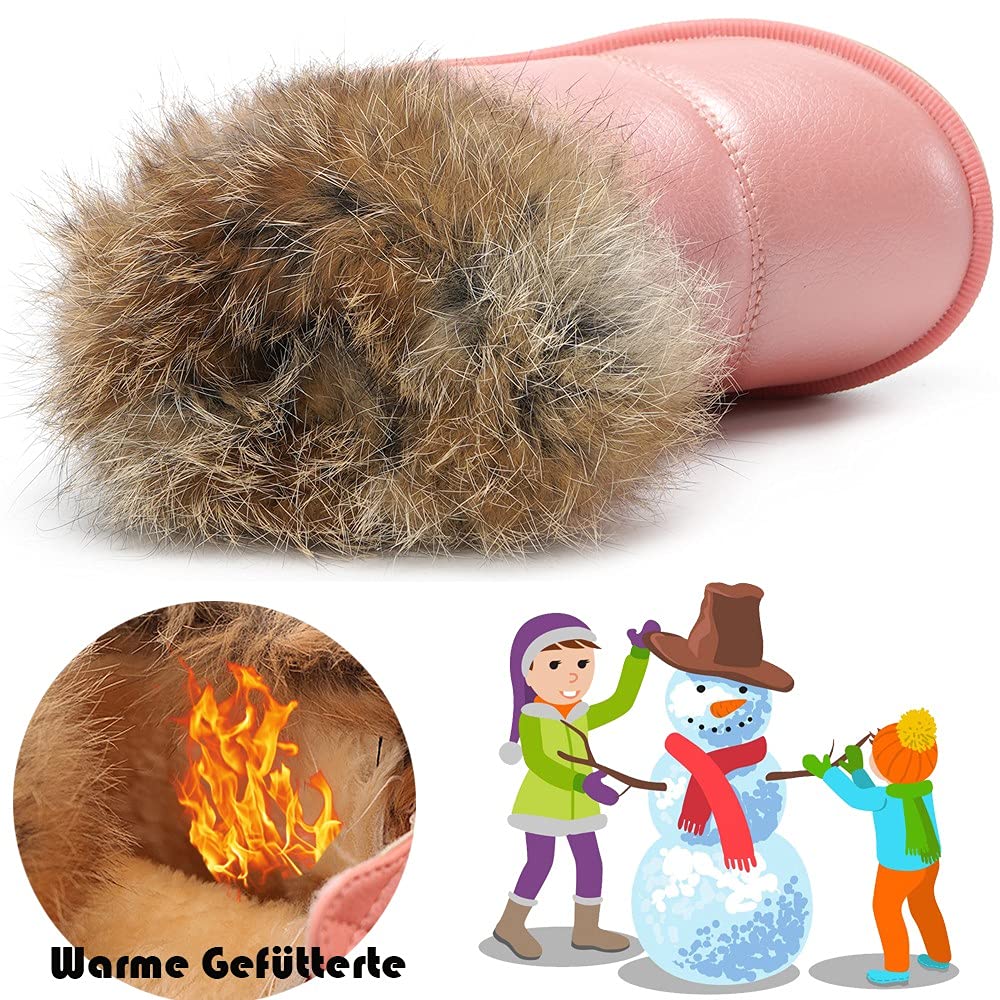Gaatpot Stivali per Bambine e Ragazze Stivaletti da Neve Scarpe con Invernali Stivale con Imbottitura Calda Impermeabili PU Unisex – Bambini