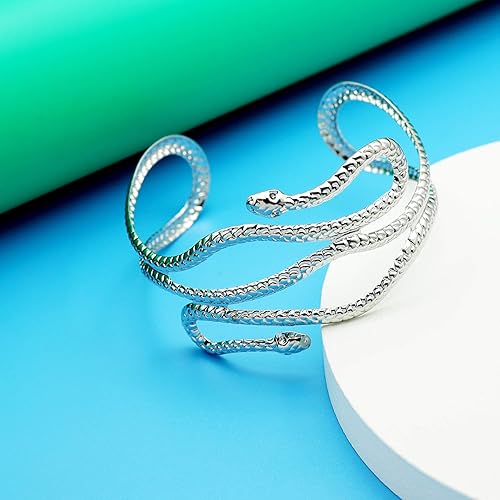 Miniatura 6 de RechicGu Chic Egypt Cleopatra Swirl Snake Arm Cuff Armlet Armband Open Bangle Bracelet 8cm Polycarbonate