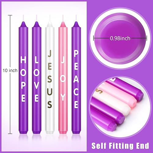 Miniatura 3 de Nuanchu 5 velas de Adviento de Navidad con palabras, esperanza, paz, amor, alegría, Navidad, Adviento y celebración de temporada, velas para