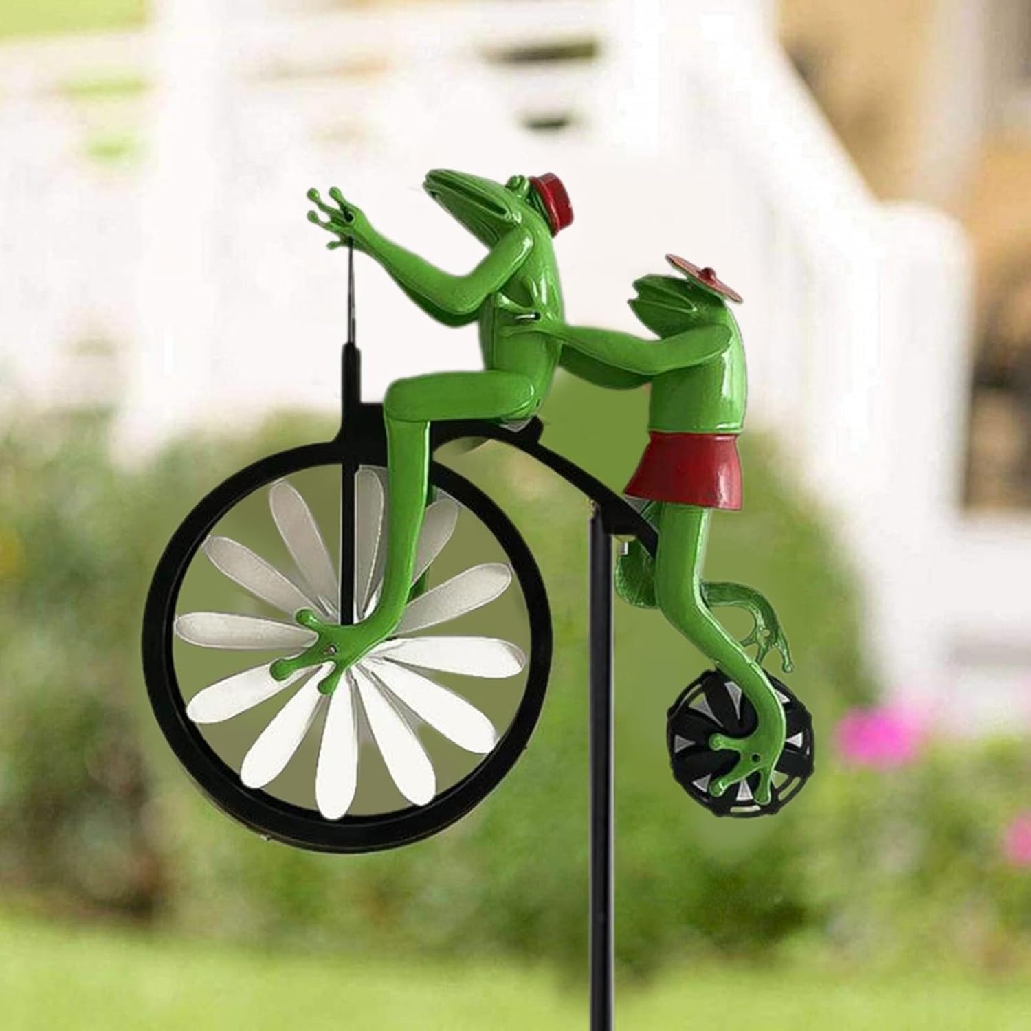 Pinwheels for Yard and Garden Vintage Bicycle Metal Wind Spinner for Garden Cute Animal On Bike Spinner Garden Windmill Ornament