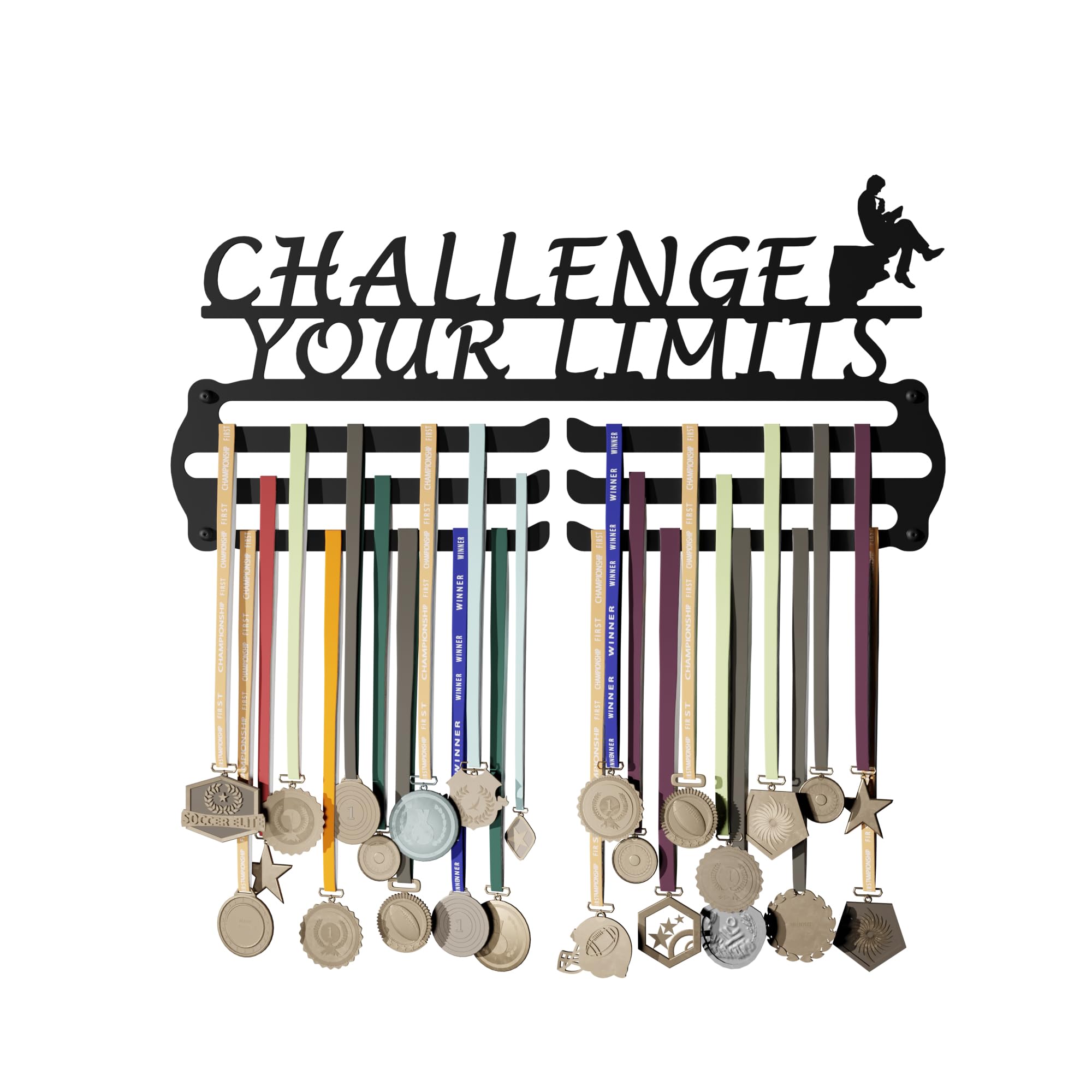 Glory Medal Hangers - Challenge Your Limits Medal Holder - Large Metal Wall Display - Holds Up to 90 Medals - Black, Glossy Finish - Perfect for Kids and Athletes (B0D9DDD7XV) Amazon Price History, Amazon Price Tracker