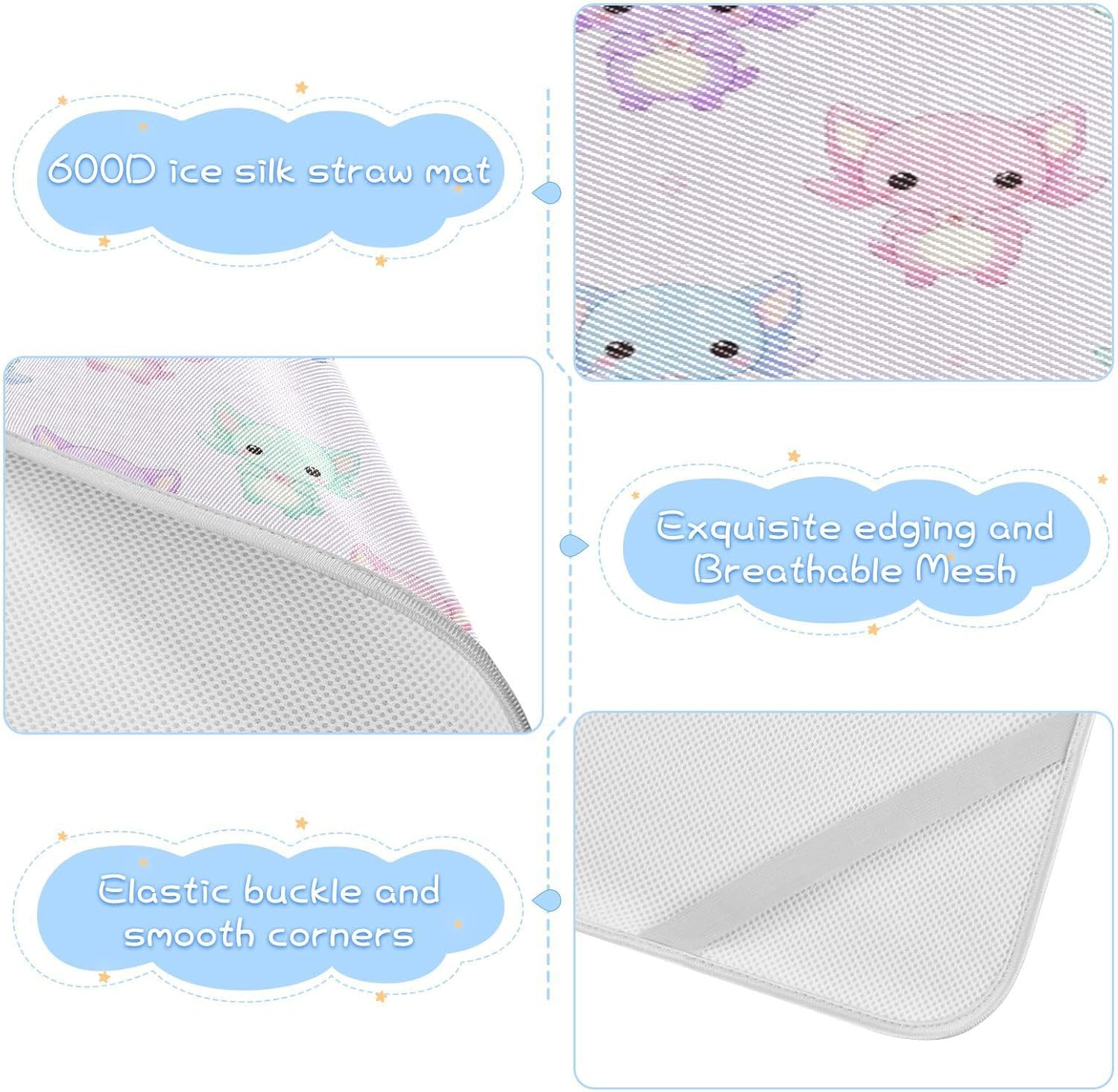Cooling Baby Play Mattress 28" x 52" Reusable Cute Axolotl Purple Pink Mattress Pads for Baby&Toddler