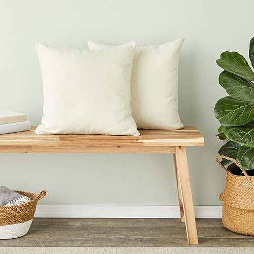 Miniatura 2 de Juvale Paquete de 4 fundas de almohada de lona, 17 x 17 pulgadas, color crema, material de algodón