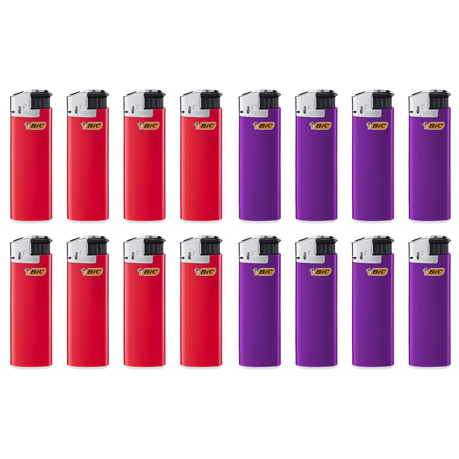 ビック(Bic) ライター J38 電子式 8本×2色 16本セット 使い捨て レッド パープル J38E-RED8P-PPL8P