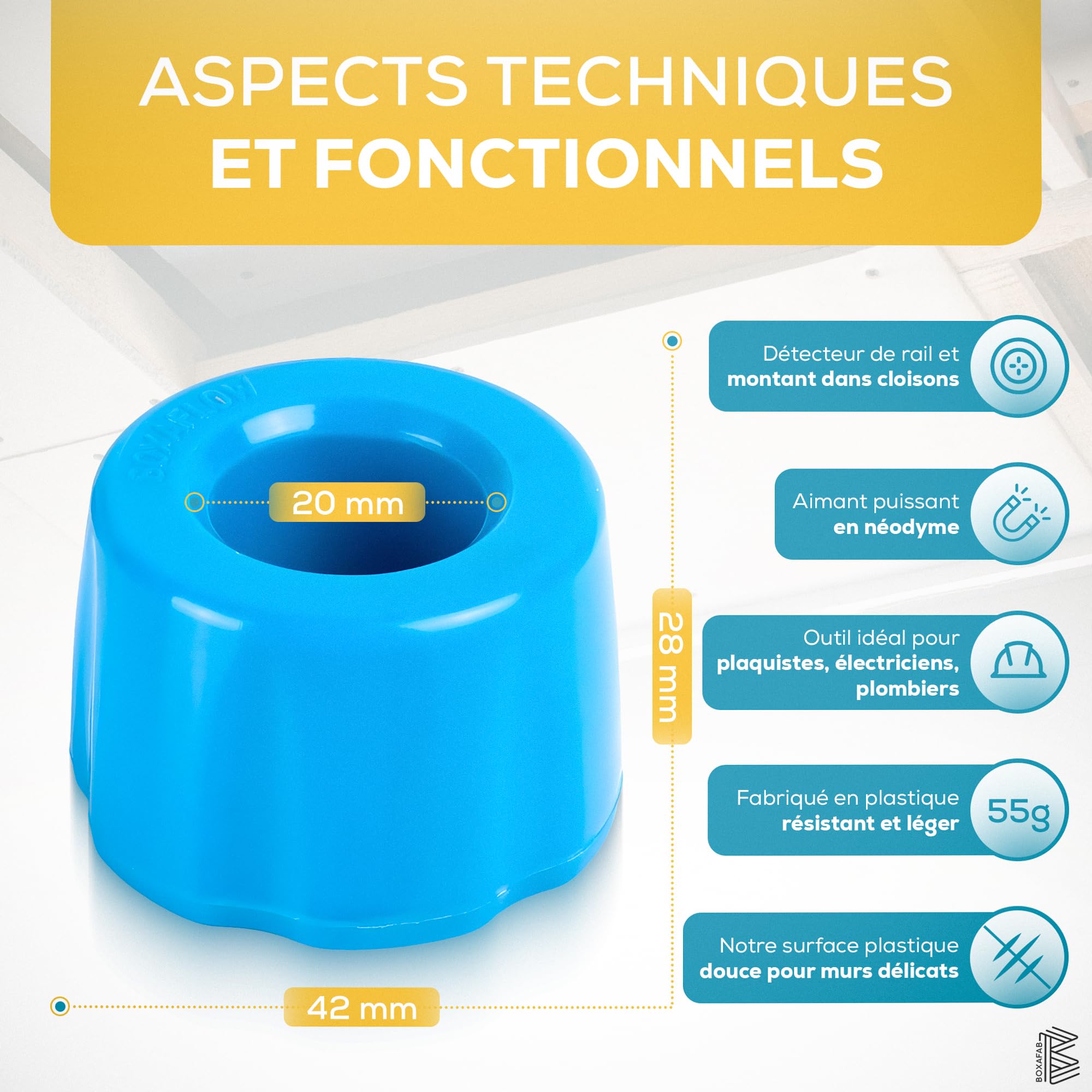 Aimant Pour Placo Puissant Neodyme Magnetic Target (nouvelle version) Detecteur de rail et Montant dans Cloison. Outil ideal pour Plaquiste Electricien Plombier. Outillage pour Vis Cheville